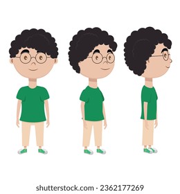 kid character with curly hair