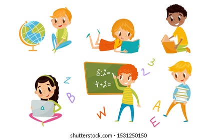 Kid Characters Coming Back To School Vector Illustration