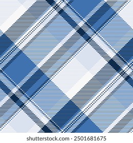 Kid check texture seamless, mother tartan pattern background. Irish plaid vector textile fabric in blue and light colors palette.