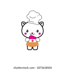 kid chef cartoon mascot for young chef or baker