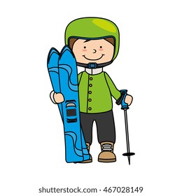 kid child boy smile snowboard winter sport jacket hat clothing snow  vector graphic isolated  illustration
