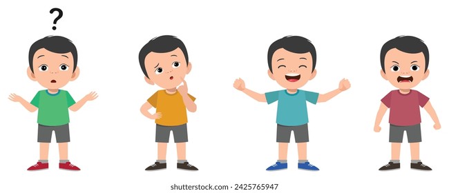 kid child expression vector illustration set.