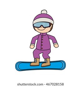 kid child girl smile snowboard winter sport jacket hat clothing snow  vector graphic isolated and flat illustration