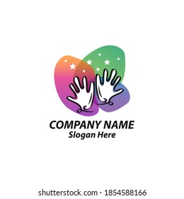 kid child take stars raising star hand care logo icon design inspiration