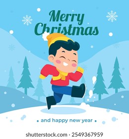 Kid christmas flat illustrations background vector
