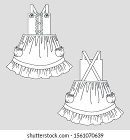 Kid Clothes, CAD, Technical Drawing - Vector