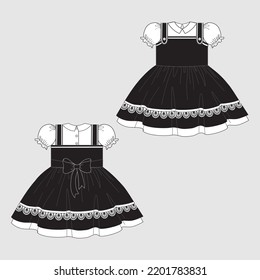 Kid Clothes, CAD, Technical Drawing - Vector