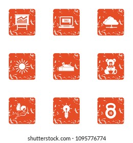 Kid cloud icons set. Grunge set of 9 kid cloud vector icons for web isolated on white background