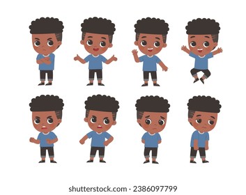 Kid collection of expression. A Boy in various expressions and gesture set.