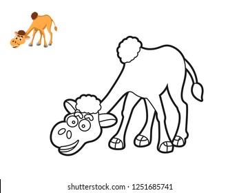 kid coloring book, camel sketch, camel vector, funny camel.