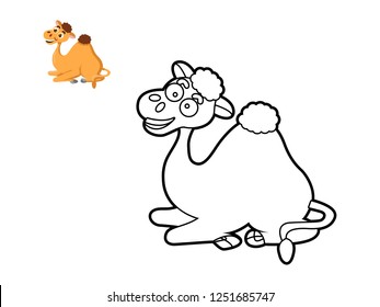 kid coloring book, camel sketch, camel vector, funny camel.