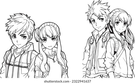 Cute Female Anime Character With Curly Hair Or Hair Coloring Pages Outline  Sketch Drawing Vector, Anime Drawing, Wing Drawing, Female Drawing PNG and  Vector with Transparent Background for Free Download