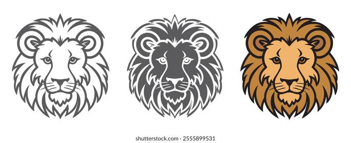 kid coloring book character of minimalist lion face art illustration vector.