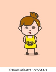 Kid Confounded Face - Cute Cartoon Girl Vector
