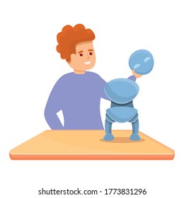 Kid connect robot head icon. Cartoon of kid connect robot head vector icon for web design isolated on white background