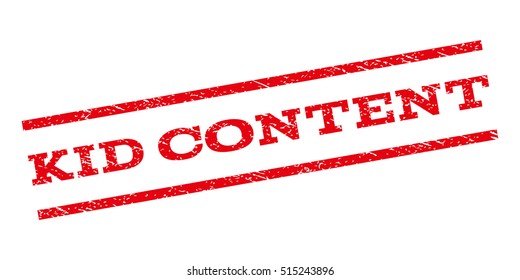 Kid Content watermark stamp. Text caption between parallel lines with grunge design style. Rubber seal stamp with dirty texture. Vector red color ink imprint on a white background.