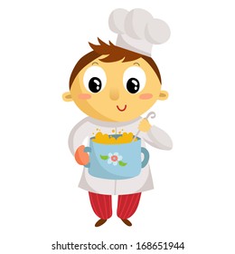 Kid cook, cartoon character isolated on white