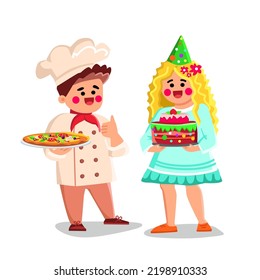 kid cook vector. child kitchen, food happy, girl chef, fun little, family cute, home baby, young apron kid cook character. people flat cartoon illustration