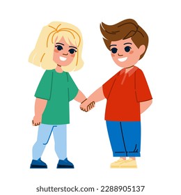 kid couple friendship vector. child family, love happy, boy nature, fun summer, together holiday kid couple friendship character. people flat cartoon illustration