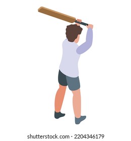 Kid cricket bat icon. Isometric of kid cricket bat vector icon for web design isolated on white background