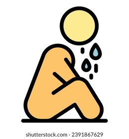 Kid cry icon outline vector. School violence. Student abuse color flat