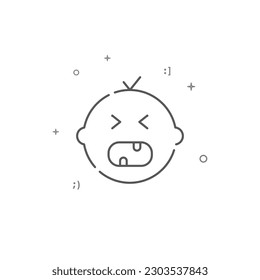 Icono de línea vectorial simple de llanto infantil. Símbolo, pictograma, signo aislado en fondo blanco. Trazo editable. Ajustar el peso de la línea.