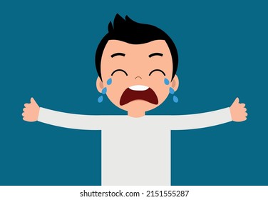 kid crying and tears falling from him