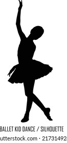 kid dancing ballerina silhouette on a white background. Vector illustration.