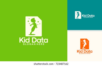 Kid Data Logo Template, Children Document Logo Designs Vector