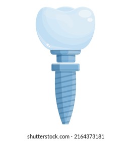 Kid dental implant icon cartoon vector. Crown surgery. Oral medicine