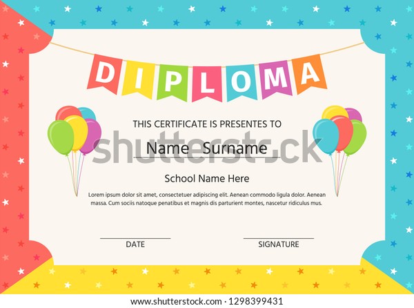 Vector De Stock Libre De Regalias Sobre Diploma De Nino Certificado Vector Curso