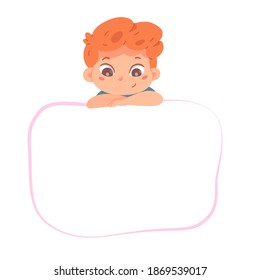 Kid diploma square design template. Happy boy on border for school or kindergarten certificate vector illustration. Elementary education success. Smiling student on white background.