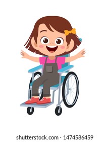kid disabled on wheelchair vector