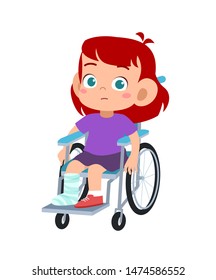 kid disabled on wheelchair vector