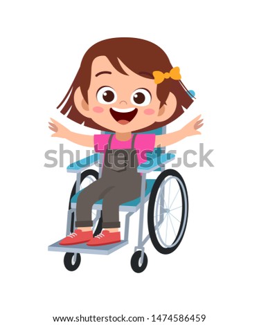 kid disabled on wheelchair vector