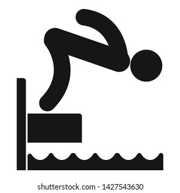 Kid at diving board icon. Simple illustration of kid at diving board vector icon for web design isolated on white background