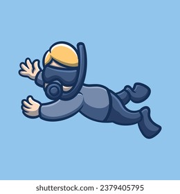 Kid Diving Creative Cartoon Illustration