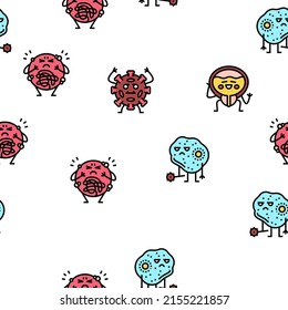 Kid Doctor Disease Treatment Vector Seamless Pattern Thin Line Illustration