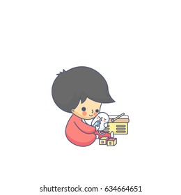 Kid and the Dog Character Vector Illustration