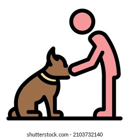 Kid dog training icon. Outline kid dog training vector icon color flat isolated