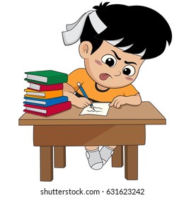 Cartoon Kid Doing Homework High Res Stock Images Shutterstock