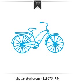 Kid doodle of bicycle with isolated on white background. Children draw a bicycle with a felt-tip pen. Vector illustration.