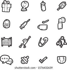 The kid  doodle icon set.