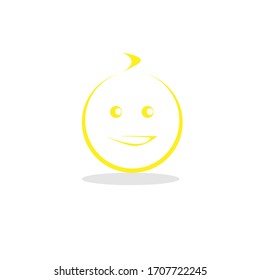 Kid drawn vector. Flat design of baby head on white isolated. Design print for illustration, shirt, kids, wrapping, card, product.