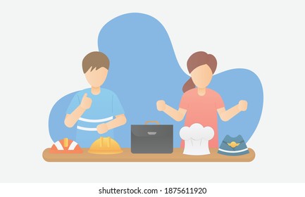 kid dream in future,Children are make looking and having fun choosing a career in fantasy,Fireman hat,Engineer helmet,Business man bag,Chef's hat,Flight attendant hat,Vector illustration.