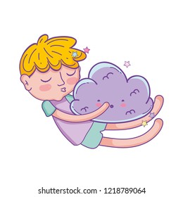 Kid dreaming at sky cartoon