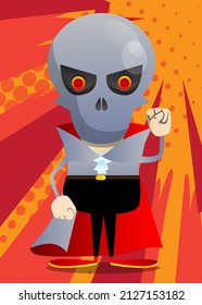 Kid dressed for Halloween making power to the people fist gesture. Vector cartoon character illustration of kids ready to Trick or Treat.