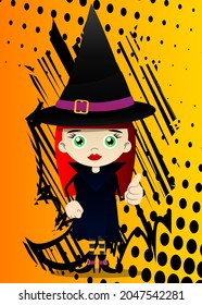 Kid dressed for Halloween making thumbs up sign. Vector cartoon character illustration of kids ready to Trick or Treat.