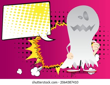 Kid dressed for Halloween showing dislike hand sign. Vector cartoon character illustration of kids ready to Trick or Treat.