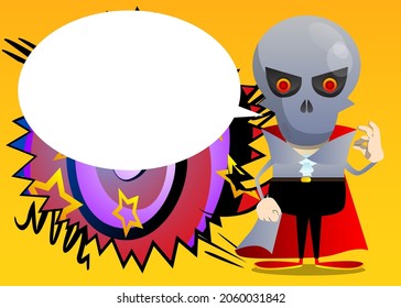 Kid dressed for Halloween showing ok sign. Vector cartoon character illustration of kids ready to Trick or Treat.